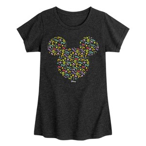 Girls' - Disney - Mickey Head With Pattern Fitted Short Sleeve Graphic T-Shirt - 1 of 4