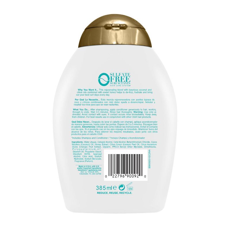 OGX Quenching+ Coconut Curls Conditioner with Coconut Oil, Citrus Oil &#38; Honey - 13 fl oz, 3 of 8