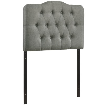 Gray Tufted Linen Upholstered Twin Headboard