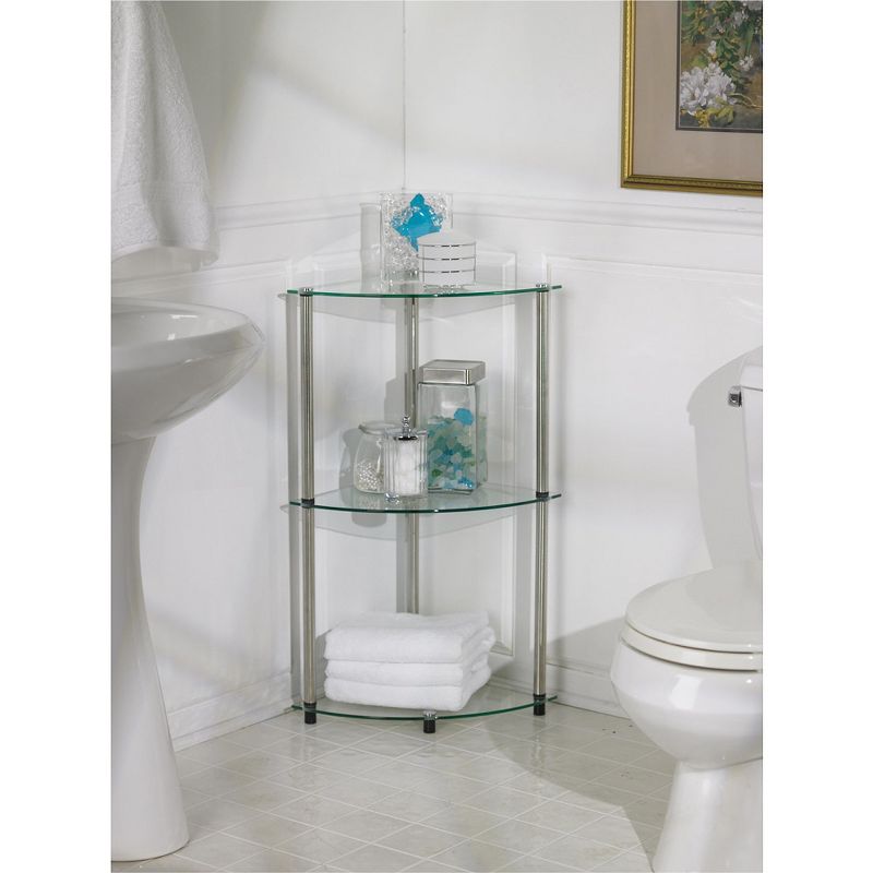 31.5&#34; Designs2Go Classic Glass 3 Tier Corner Shelf Clear Glass - Breighton Home, 5 of 6