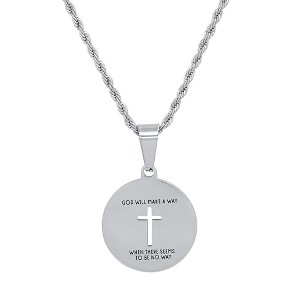 Steeltime 24" Stainless Steel Round "God Will Make A Way"... Saying Pendant - 1 of 4