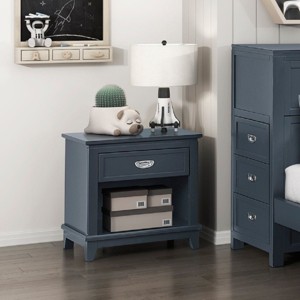 Sapphtopaz Modern Nightstand with Storage Drawer & Open Bottom Shelf Night Stand with Flush Ring Pulls Bedside Table for Bedroom,Living Room - 1 of 4