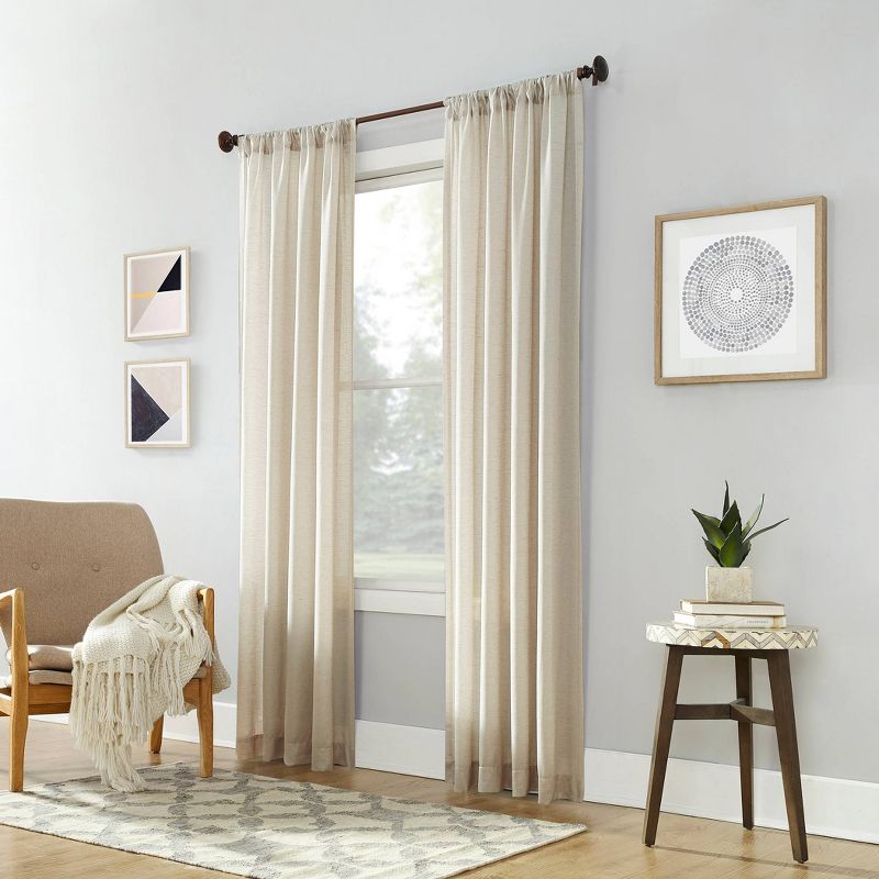Linen Blend Textured Sheer Rod Pocket Curtain Panel - No. 918, 5 of 7