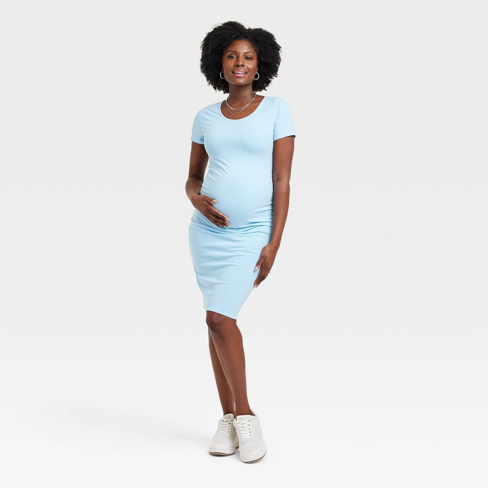 Short Sleeve Essential T-Shirt Maternity Dress - Isabel Maternity by Ingrid & Isabel™ Blue L