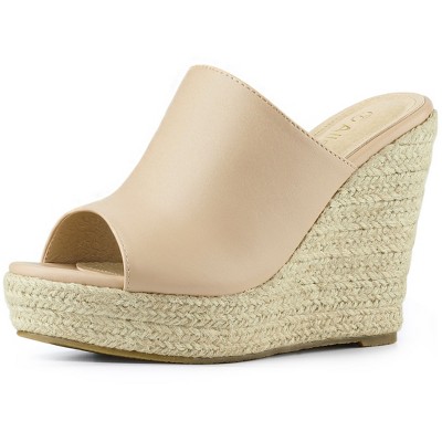 Allegra K Women's Open Toe Padded Insole Slip-on Platform Espadrille Sandals