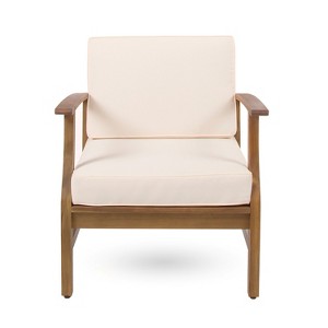 GDFStudio Abena Outdoor Acacia Wood Club Chair with Cushions - 1 of 4