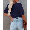 Women's Round Neck Short Sleeve Sweater Summer Casual Puff Sleeve Pullover Knit Top - 2 of 4