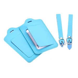 Unique Bargains Backpack PU Identifier Card Luggage Tag with Strap 2 Pcs - 1 of 4