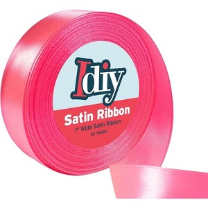 iDIY Satin Ribbon (1", 25Yards) No wire,  Arts & Crafts, Gift Wrapping, Basket Decor, Sewing Projects, Party Decor, Hair Bows - Neon Pink - 1 of 3