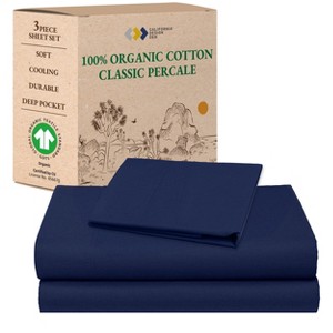 California Design Den  Bed Sheets Set - 100% Organic Cotton Percale, Deep Pocket - 1 of 4
