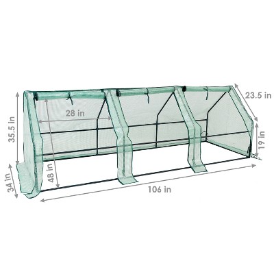 Sunnydaze Green 106" Polyethylene Mini Cloche Greenhouse with Iron Frame
