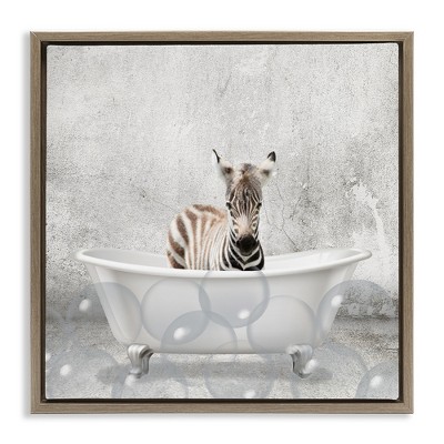 Stupell Industries Baby Zebra Bath Time, 18" x 18"
