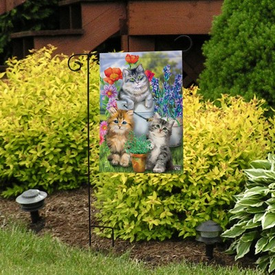 Garden Cats Spring Floral Polyester Outdoor Flag