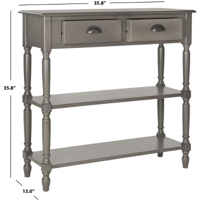 Transitional Gray Pine and Metal Demilune Console with Storage