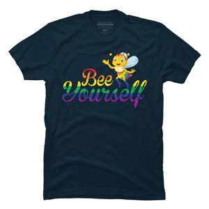 Adult Design By Humans Bee Yourself Rainbow Pride By AmusingDesignCo T-Shirt - 1 of 2