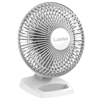 Lasko 6-Inch 2002W 2-Speed Personal Portable Table Fan with Storage Tray, Easy Grip Rotary Control, and Tilt-Back Head for Home and Office, White