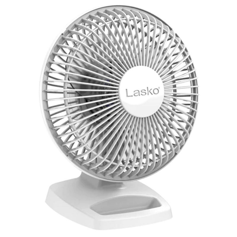 Lasko 6-Inch 2002W 2-Speed Personal Portable Table Fan with Storage Tray, Easy Grip Rotary Control, and Tilt-Back Head for Home and Office, White, 1 of 7