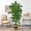 Nearly Natural 6-ft Curvy Parlor Artificial Palm Tree in Handmade Natural Cotton Planter - 3 of 4