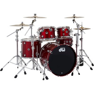 DW DWe Wireless Acoustic-Electronic Convertible 5-Piece Drum Set Bundle With 22" Bass Drum, Cymbals and Hardware Lacquer Custom Specialty Black Cherry - 1 of 4