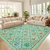 Washable Modern Floral Rug - Non-Slip Lightweight Thin Carpet, Non-Shedding Soft Low Pile Floor Cover for Bedroom Living Room - 3 of 4