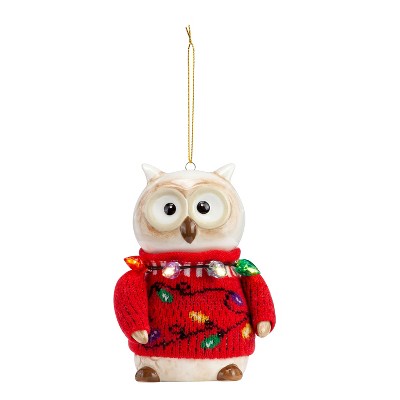 Mr. Christmas Holiday Ugly Sweater Ceramic Owl Christmas Tree Ornament