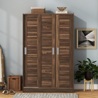 LOVMOR 3-Door Shutter Wardrobe with shelves