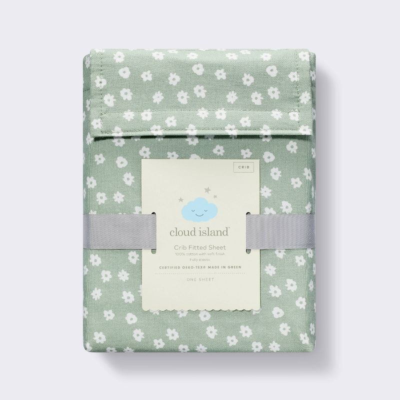 Cotton Fitted Crib Sheet - Daisies Green - Cloud Island&#8482;, 5 of 6