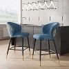 Christopher Knight Home Bohnhof Contemporary Upholstered 28 Inch Barstools with Metal Frame (Set of 2), Blue - 2 of 4