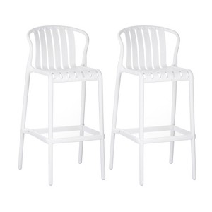 Christopher Knight Home Beth 29.5" H Outdoor Polypropylene Bar Stool with Perforated Slat Back(Set of 2) - 1 of 4