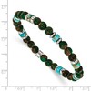 Chisel Stainless Steel 6.60mm Marine-green Emperor and Green Golden Beaded 7.75" Stretch Bracelet - 4 of 4