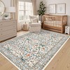 Vintage Floral Area Rug Washable Rugs Stain Resistant Easy Cleaning Indoor Carpet With Non-Slip Backing Low Pile Rug - 2 of 4