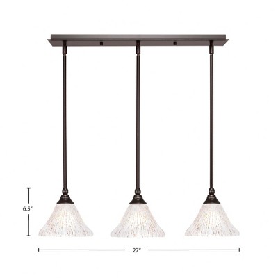 Toltec Lighting Any 3 - Light Chandelier in  Dark Granite with 7" Frosted Crystal Shade