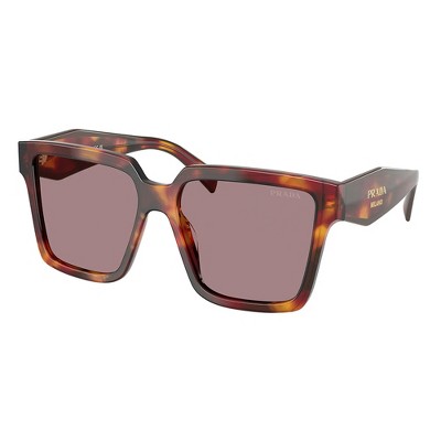 Prada PR 24ZS 22A20I Womens Square Sunglasses Poppy Tortoise 56mm