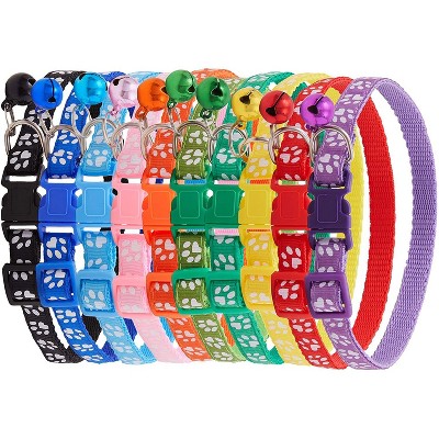 Okuna Outpost 12 Pack Adjustable Small Cat Kitten Collars with Bell (8.5 - 13.5 in)
