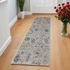 10' Blue Gray and Brown Floral Power Loom Worn Faded Runner Rug With Fringe - 2 of 4