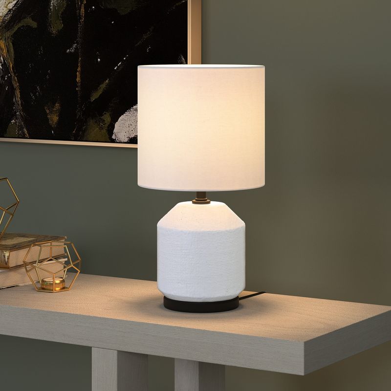 Hampton & Thyme 15" Tall Textured Ceramic Mini Lamp with Fabric Shade , 4 of 10