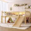 Okak Twin Size Solid Wood Low Loft Bed with Storage Shelves & LED Lights,Full-length Guardrails Bed Frame for Bedroom,Kids Room - 2 of 4