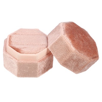 Unique Bargains Octagon Velvet Ring Box 2 Slots for Wedding Ceremony Proposal Engagement Birthday 1 Pc
