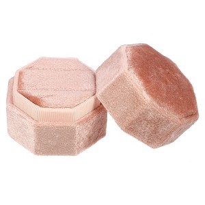 Unique Bargains Octagon Velvet Ring Box 2 Slots for Wedding Ceremony Proposal Engagement Birthday 1 Pc - 1 of 4