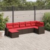 vidaXL 7 Piece Patio Sofa Set with Cushions Brown Poly Rattan - 2 of 4