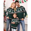 BLUEMING Festive Family Kids Reindeer Snowflake Knit Christmas Sweater Soft Crew Neck Long Sleeve Pullover Playful Holiday Top - 3 of 4