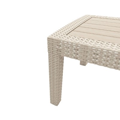 All-Weather 4-Person Beige Rattan Wicker Patio Conversation Set with Dark Gray Cushions