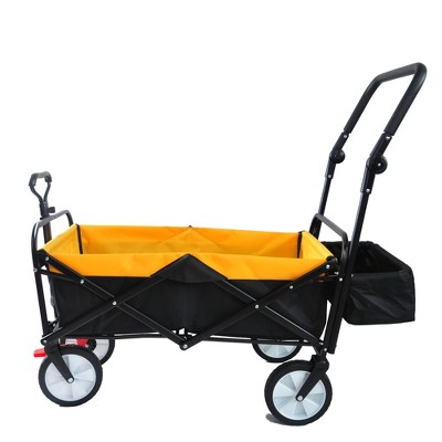 SKRAN Garden Cart Folding Wagon with Adjustable Handle & 360°Universal Wheels for Garden Camping Shopping Beach