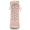 Allegra K Women's Lace Up Quilted Side Zip Soft Lining Chunky Heel Ankle Booties - 3 of 4