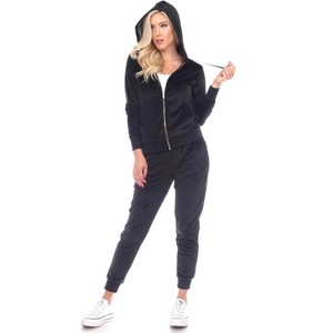 Women's 2 Piece Velour Tracksuit Set - White Mark - 1 of 4
