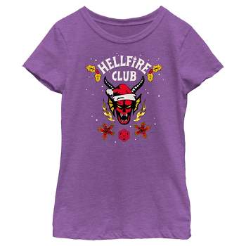 Girl's Stranger Things Christmas Hellfire Club Logo T-Shirt