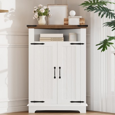 Floor Corner Cabinet, Small Freestanding Bathroom Cabinet, Space Saver Coffee Bar Cabinet, Narrow Kitchen Pantry Cabinet for Living Room Bathroom