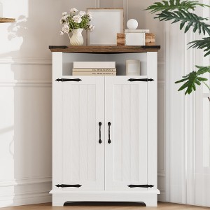 Floor Corner Cabinet, Small Freestanding Bathroom Cabinet, Space Saver Coffee Bar Cabinet, Narrow Kitchen Pantry Cabinet for Living Room Bathroom - 1 of 4