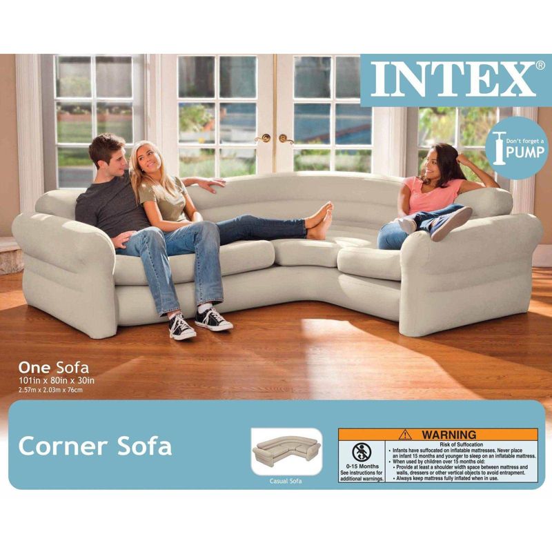 Intex Inflatable Corner Living Room Neutral Sectional Sofa | 68575EP, 4 of 6