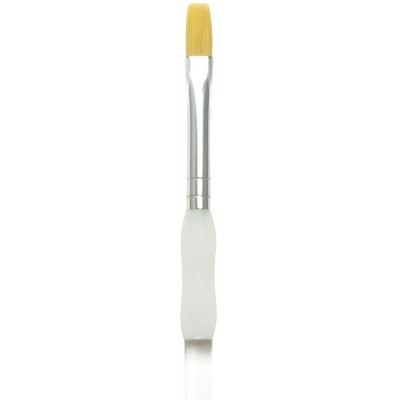 Royal & Langnickel Soft Grip Flat Golden Taklon Fiber Non-Slip Rubber Grip Acrylic Handle Paint Brush, Size 8, Pack of 12